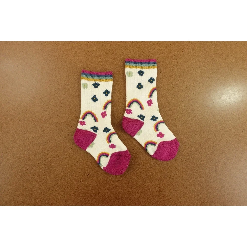 Lands End Girls Size Small Rainbow Thermaskin Heat Winter Boot Socks 1 Pair New